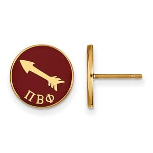 14K Plated Silver Pi Beta Phi Red Enamel Arrow Post Earrings